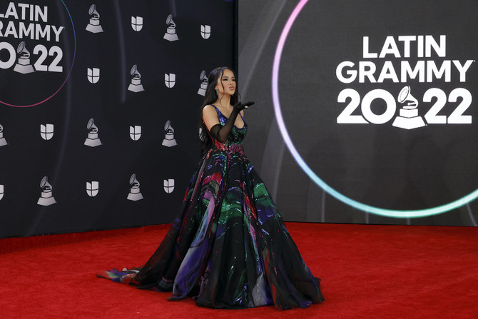 Becky G, Melissa Barrera champion Zuhair Murad at Latin Grammys