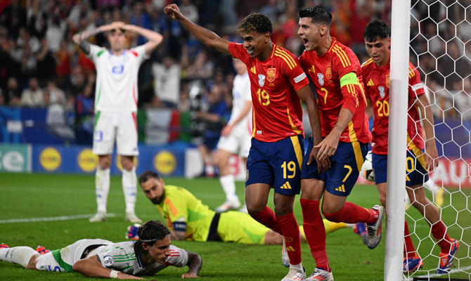 Dominant Spain brush past Italy to reach Euro 2024 knockouts | Arab News PK